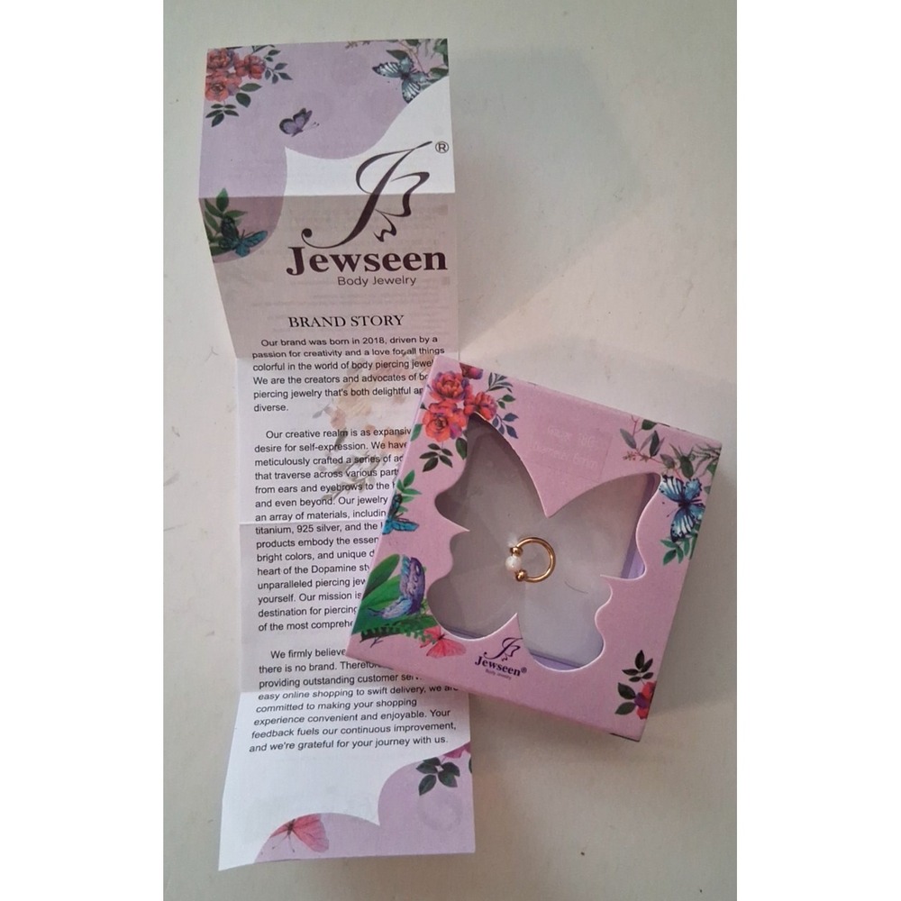 Jewseen Tiny White Opal Nose Ring 7mm Piercing Hoop Surgical Steel Gold Boxed - Picture 7 of 9